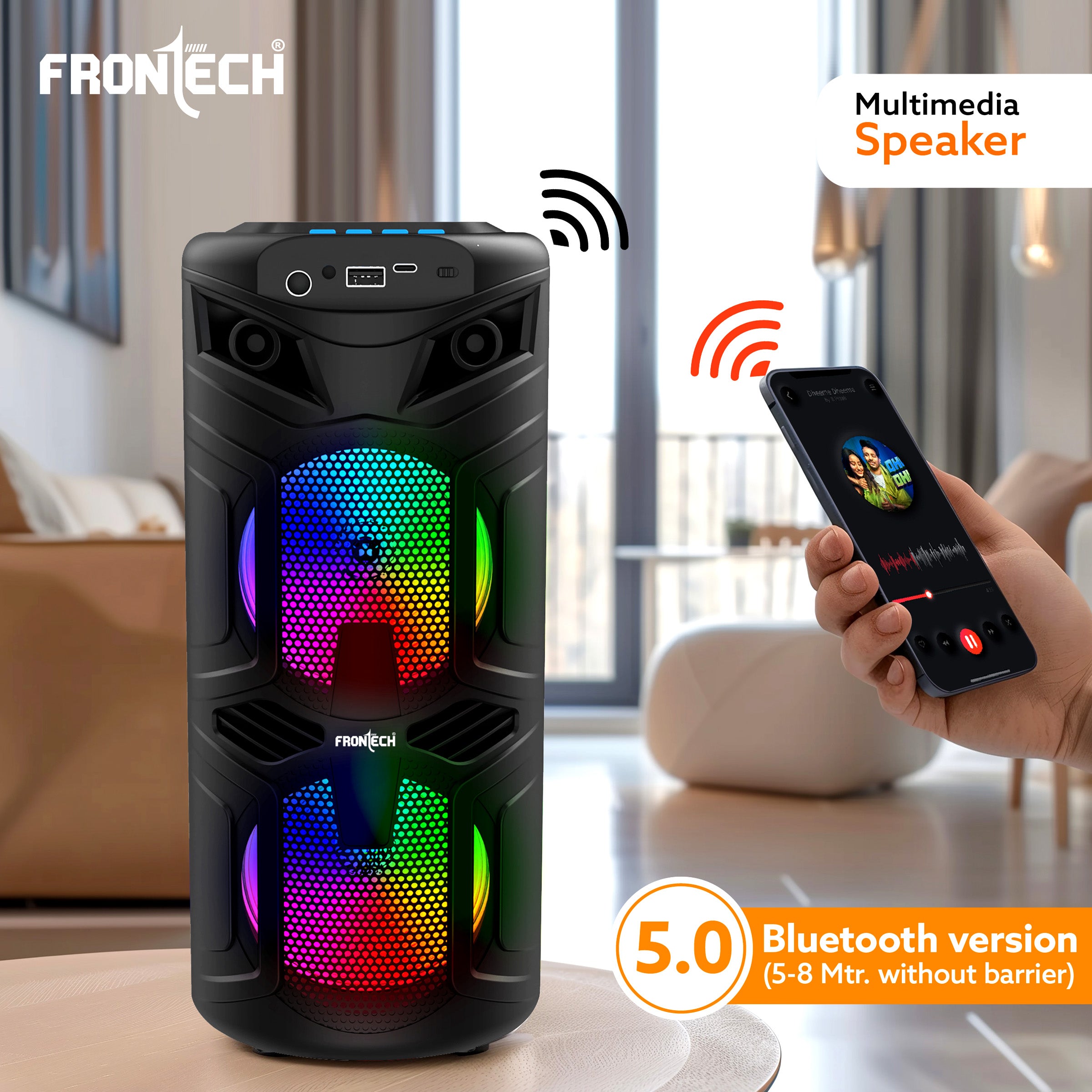 Frontech Wireless Bluetooth Speaker with RGB Lights (SW-0068) Frontech Wireless Bluetooth Speaker with RGB Lights (SW-0068)